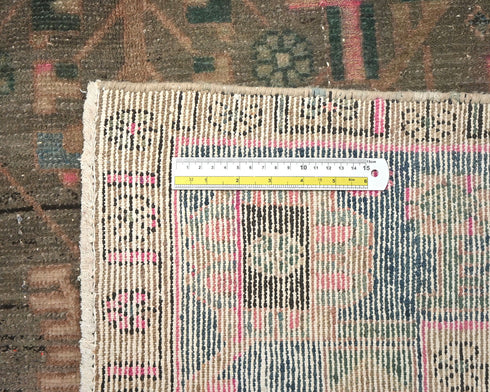 5x10 Vintage Brown Persian Style Hand Knotted Low Pile Wool Area Rug